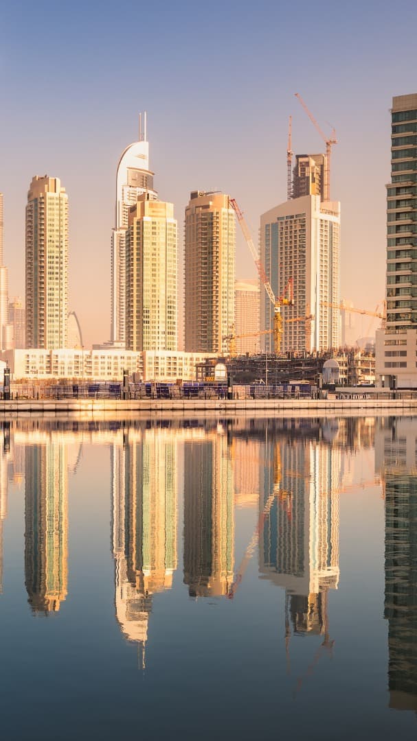 Dubai skyline with Burj Khalifa reflection